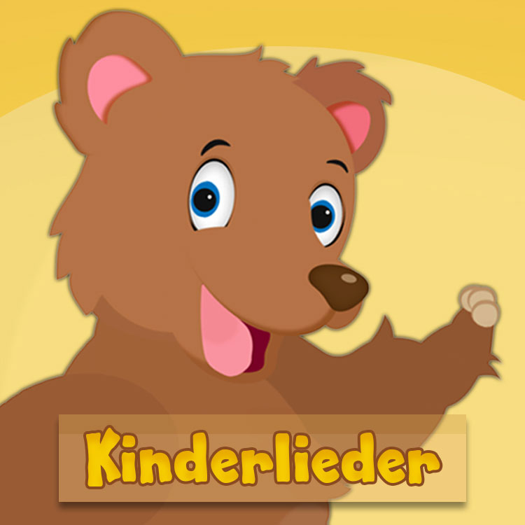 Kinderlieder Playlist Cover mit einem Bären, der winkt